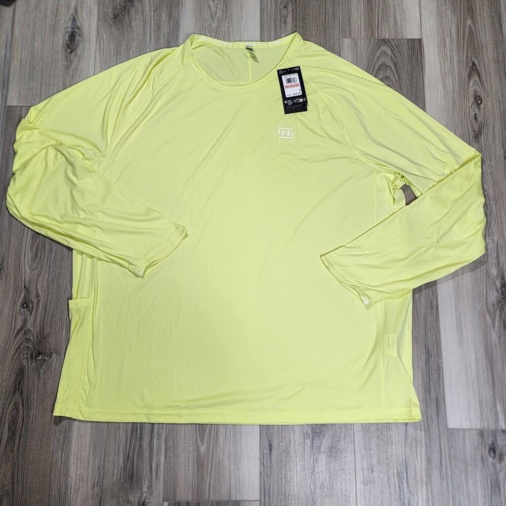 Under Armour T-Shirt Men's 3XL Lime Fish Elite Crew Long Sleeve New
